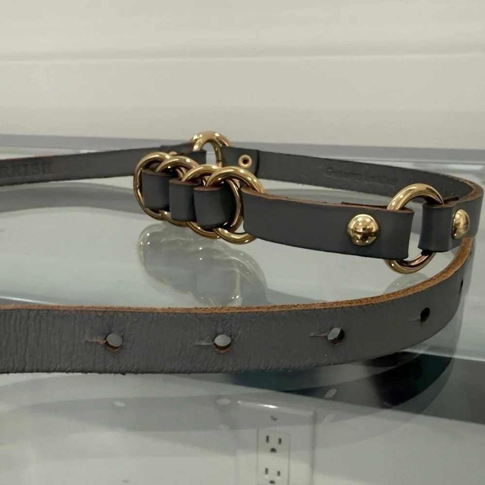 Tarnish Gray with Gold Hardware Genuine Leather Women’s Belt (S/M)